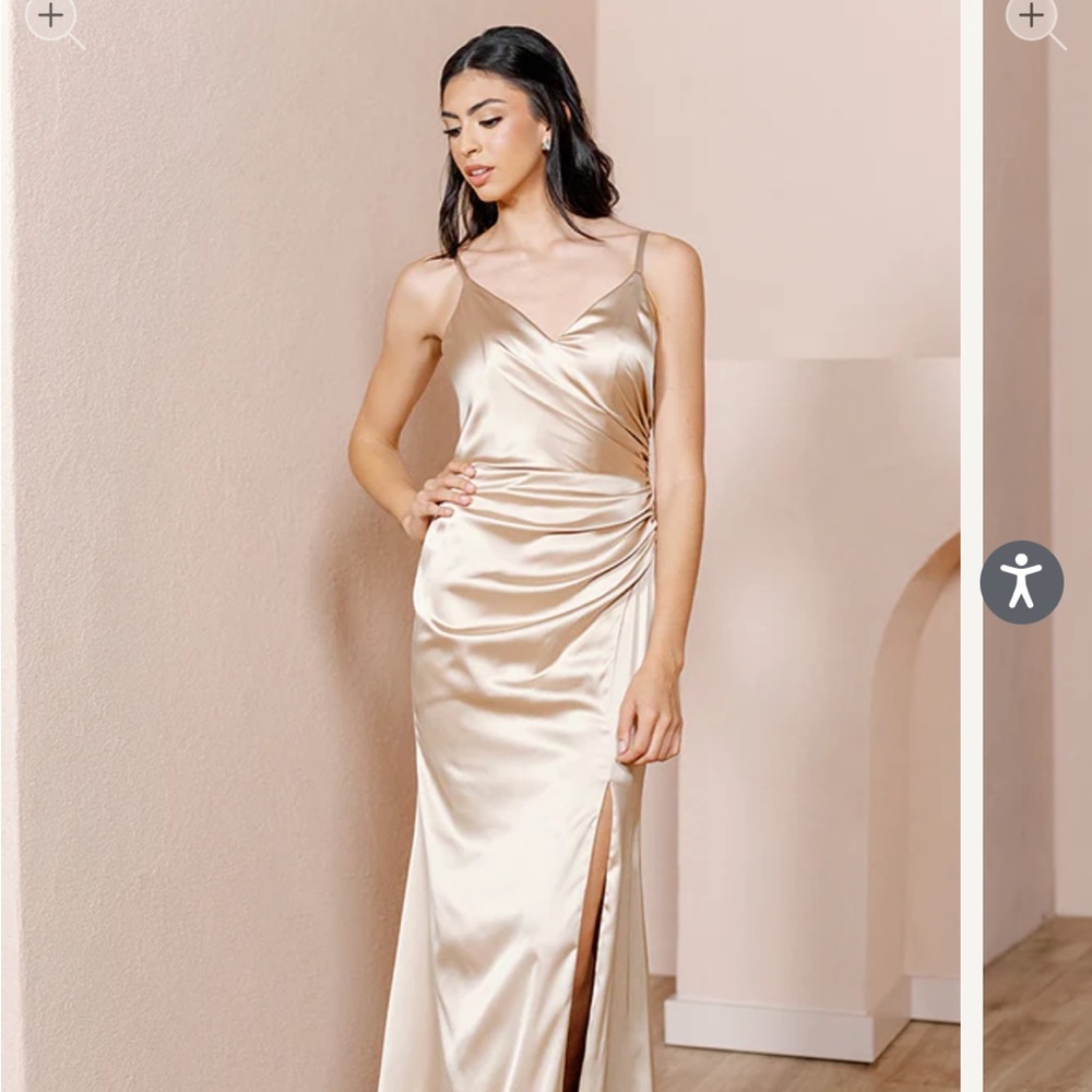Revelry Rory Satin Dress - gold Champagne